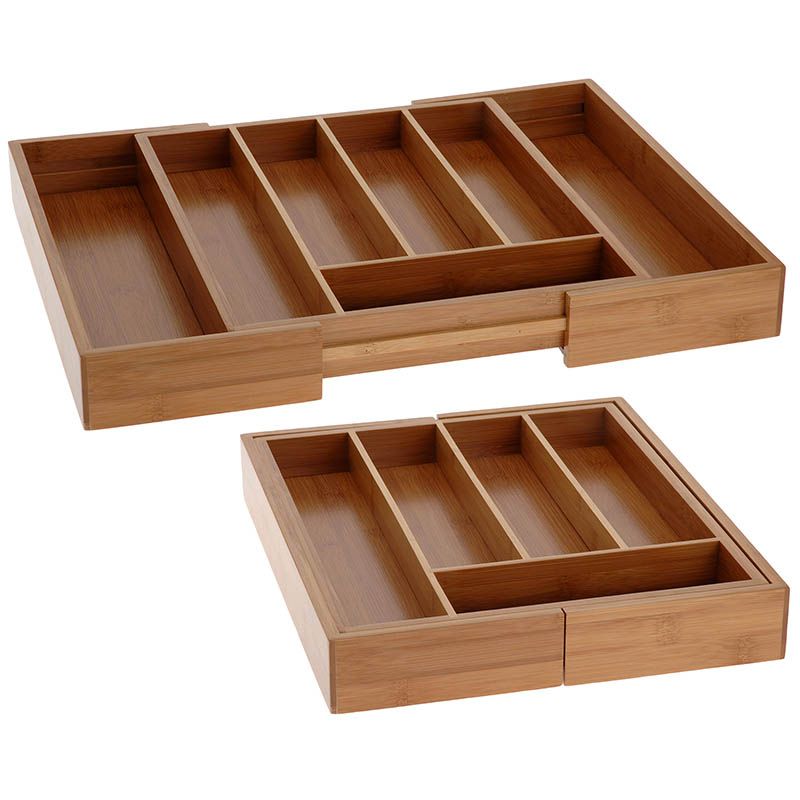 Bamboe uitschuifbare bestekbak Bamboe uitschuifbare bestekbak