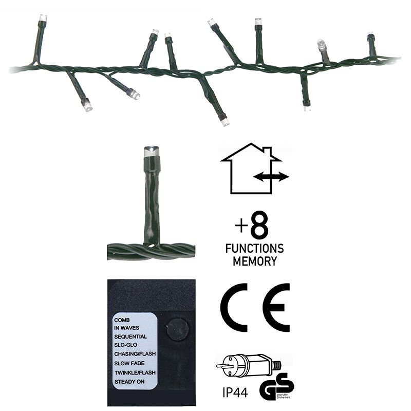 Micro Cluster 800 LED's - 16 meter - wit - 8 functies + geheugen Micro Cluster 800 LED's - 16 meter - wit - 8 functies + geheugen - Afbeelding 3