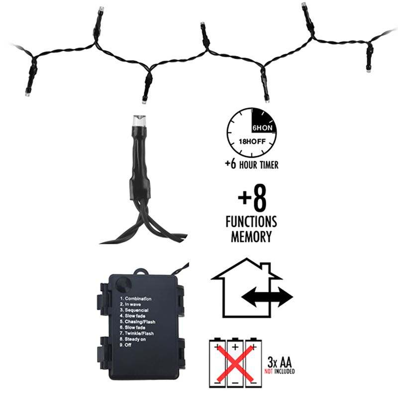 LED-verlichting 192 LED's - wit - op batterij LED-verlichting 192 LED's - wit - op batterij - Afbeelding 3
