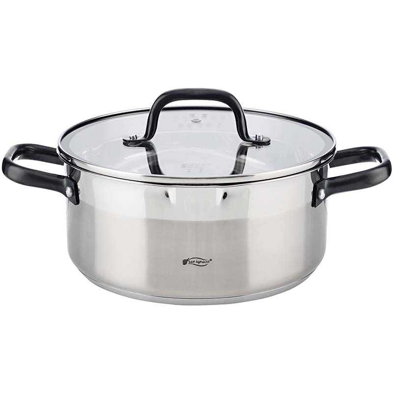 San Ignacio RVS kookpan met glazen deksel, Ø24x10.5cm, 4 liter - serie Vita San Ignacio RVS kookpan met glazen deksel, Ø24x10.5cm, 4 liter - serie Vita